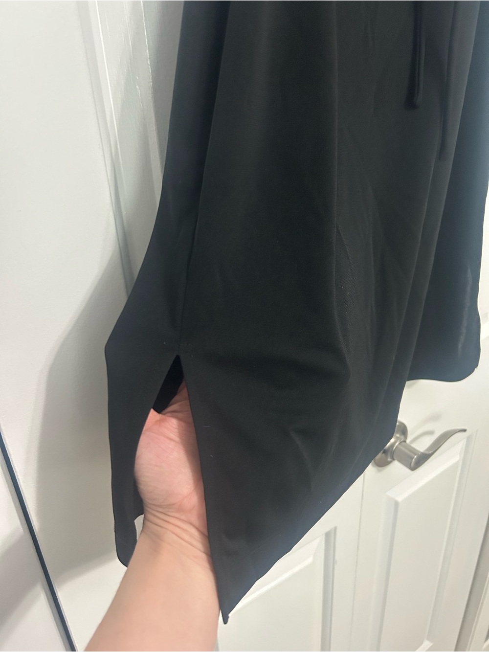 Vintage Y2K Express Sleeveless Black Collared Midi Dress Tie Waist & Side Slits - Picture 3 of 7